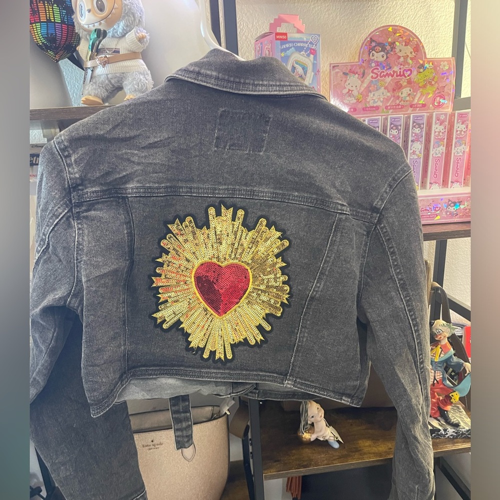 Refuge Charcoal Denim Jacket. Cropped and modified - Picture 1 of 5
